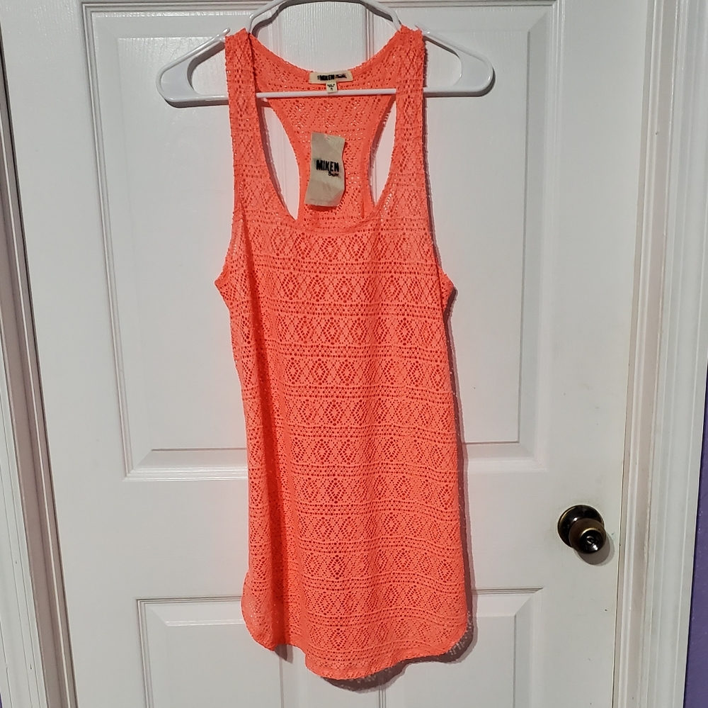 NWT Miken Swim Coral Razor Back Cover Up Sz M